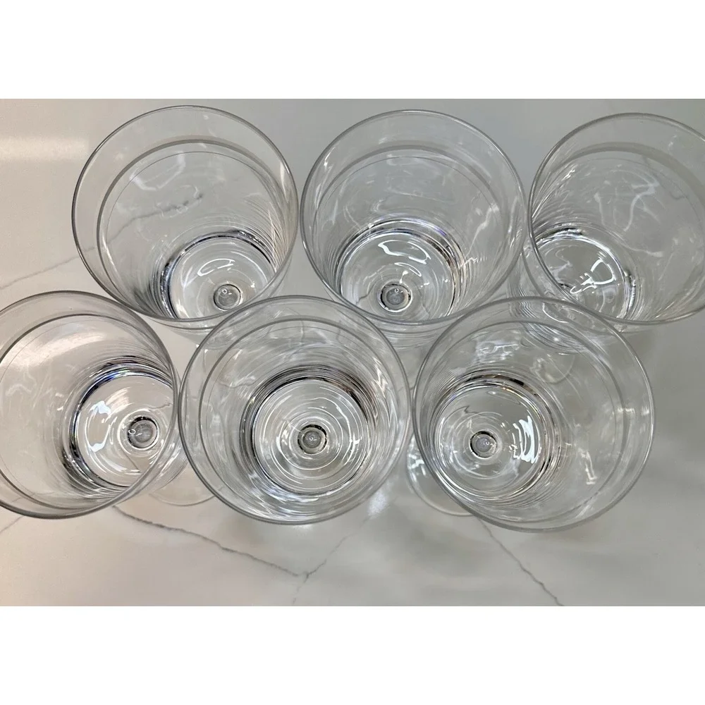RARE CRYSTAL Pottery Barn Stemmed Wine Glasses ETCHED S/6 (Two Sets Available)